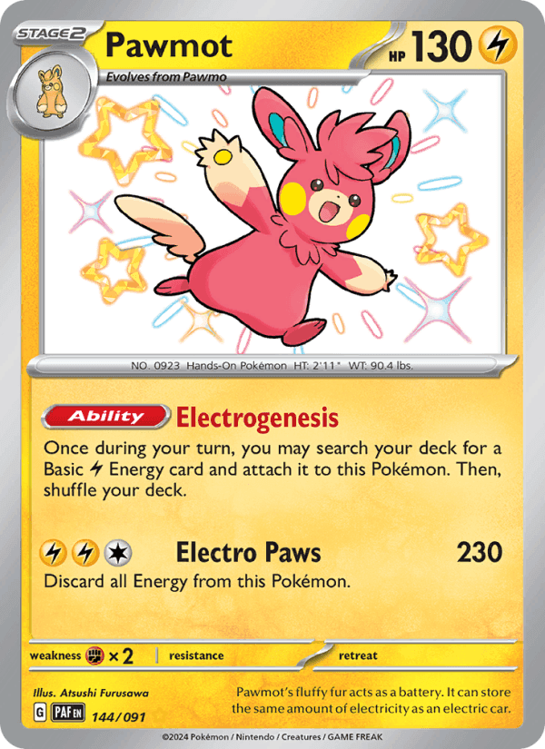 Pawmot, card 144 from Paldean Fates