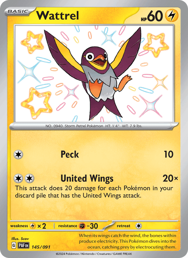 Wattrel, card 145 from Paldean Fates