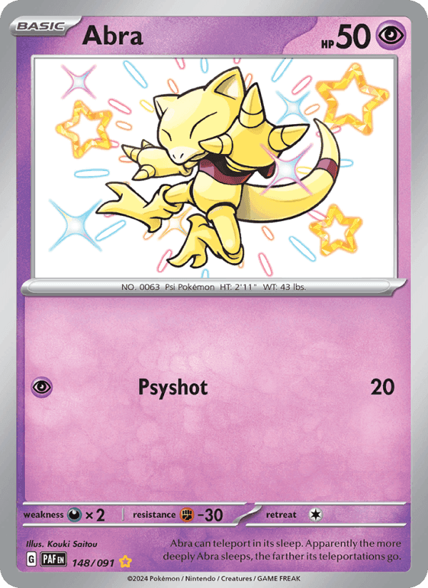 Abra, card 148 from Paldean Fates
