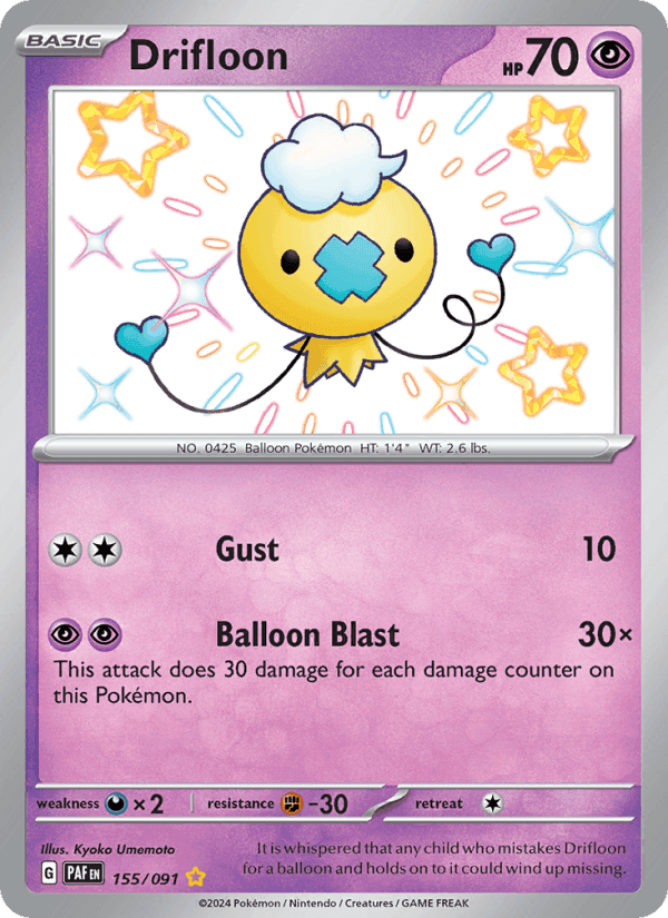 Drifloon, card 155 from Paldean Fates