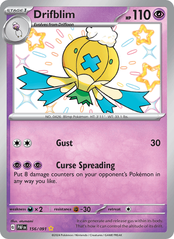 Drifblim, card 156 from Paldean Fates
