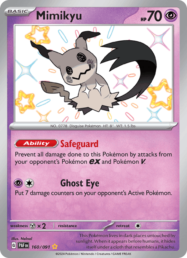 Mimikyu, card 160 from Paldean Fates