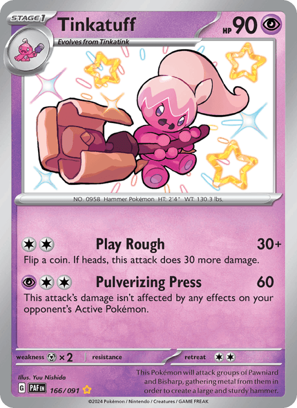 Tinkatuff, card 166 from Paldean Fates
