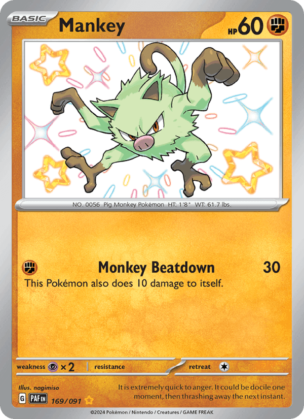 Mankey, card 169 from Paldean Fates