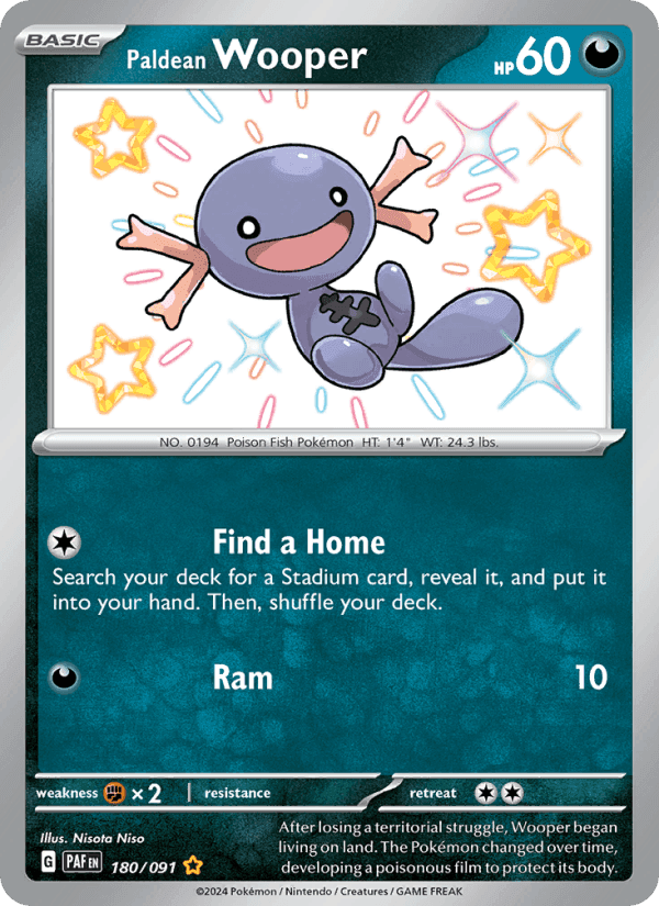Paldean Wooper, card 180 from Paldean Fates