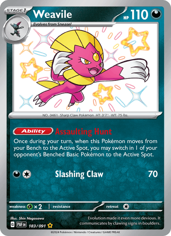 Weavile, card 183 from Paldean Fates