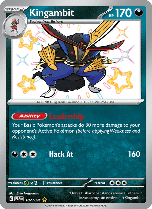 Kingambit, card 187 from Paldean Fates