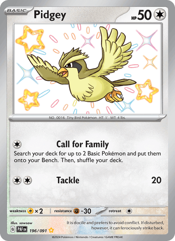 Pidgey, carta 196 di Paldean Fates