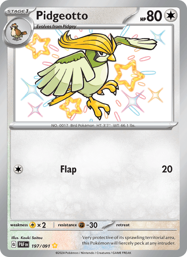 Pidgeotto, card 197 from Paldean Fates