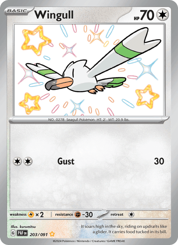 Wingull, card 203 from Paldean Fates