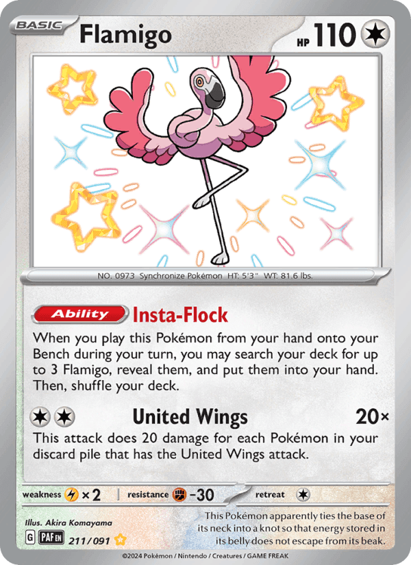 Flamigo, card 211 from Paldean Fates