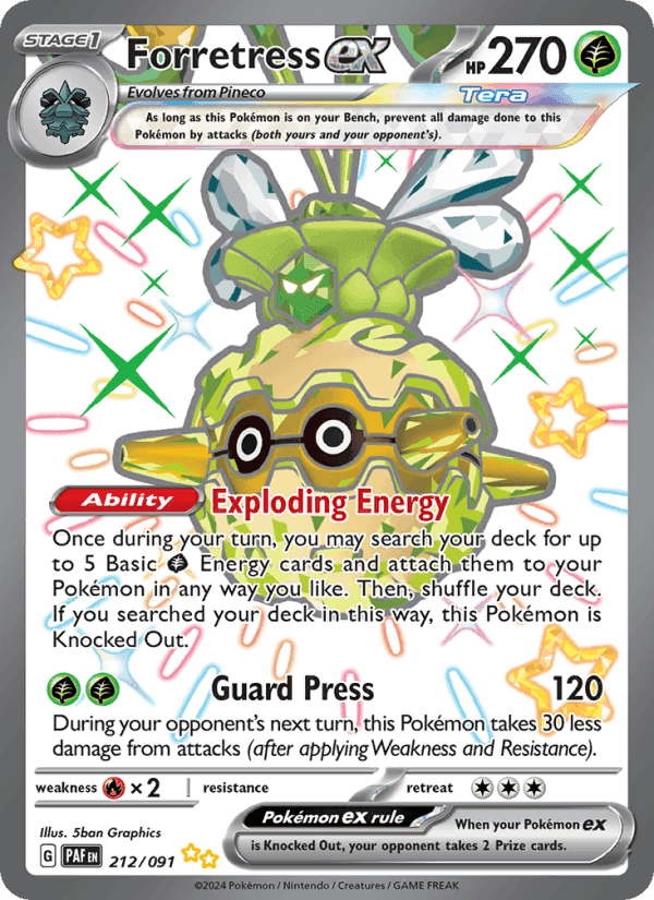 Forretress ex, card 212 from Paldean Fates