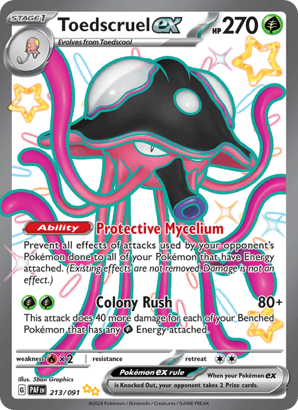 Toedscruel ex, card 213 from Paldean Fates