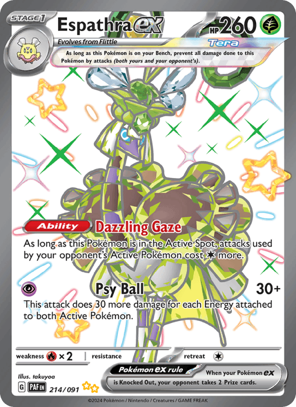 Espathra ex, card 214 from Paldean Fates
