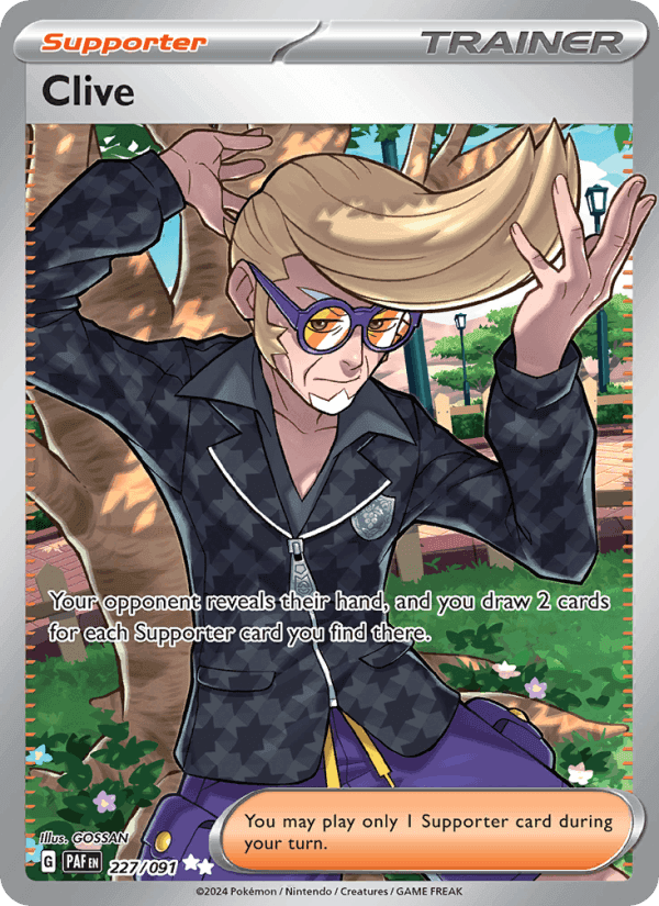Clive, card 227 from Paldean Fates