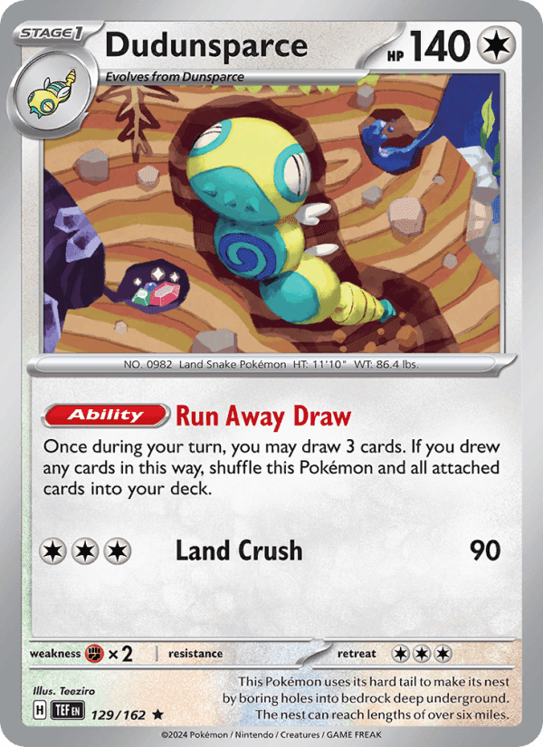 Dudunsparce, card 129 from Temporal Forces