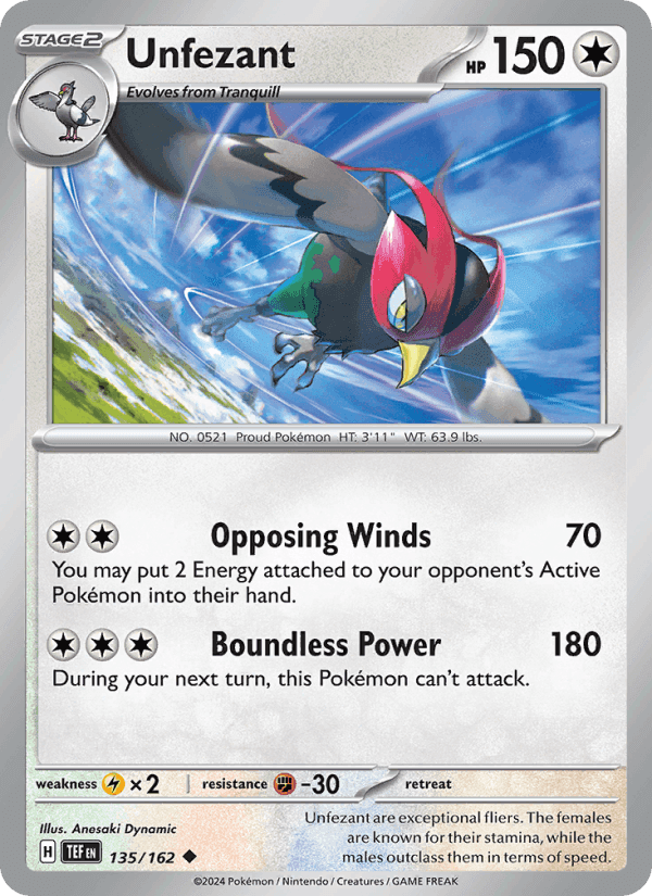 Unfezant, card 135 from Temporal Forces