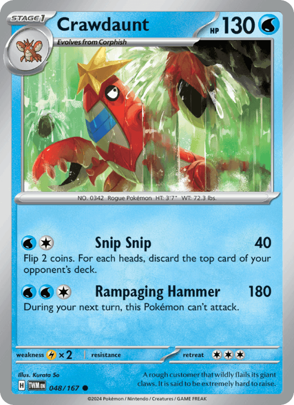 Crawdaunt, card 048 from Twilight Masquerade
