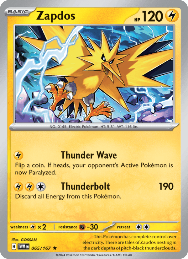 Zapdos, card 065 from Twilight Masquerade