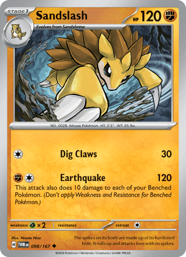 Sandslash, card 098 from Twilight Masquerade