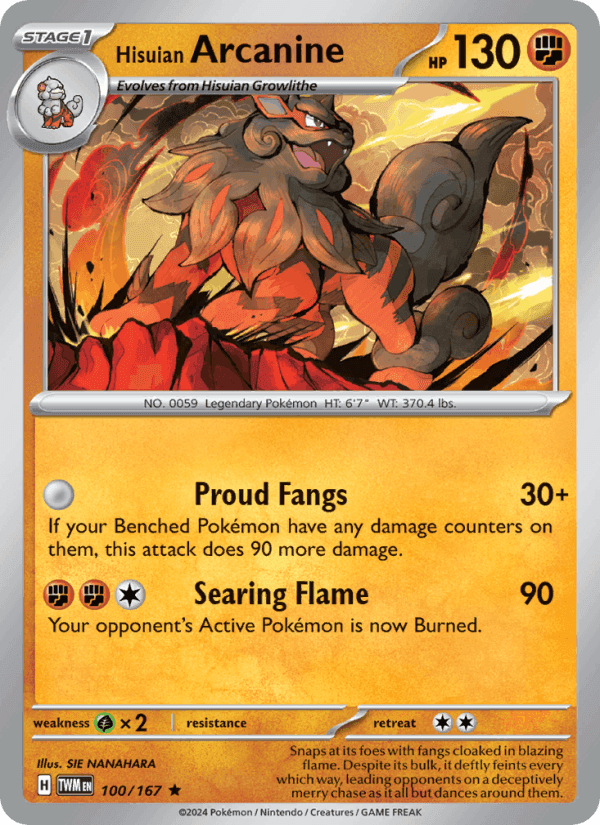 Twilight Masquerade の 100 番、Hisuian Arcanine