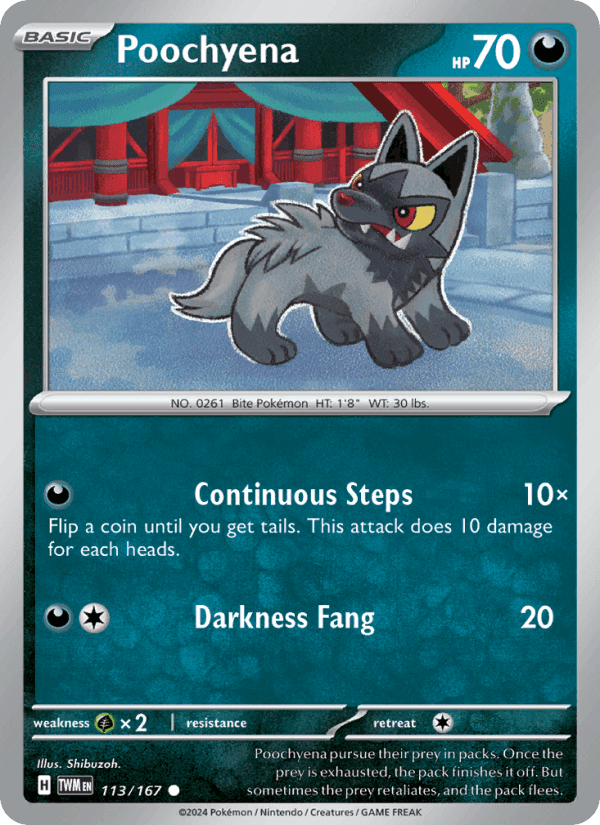 Poochyena, card 113 from Twilight Masquerade
