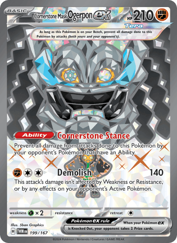 Cornerstone Mask Ogerpon ex, card 199 from Twilight Masquerade