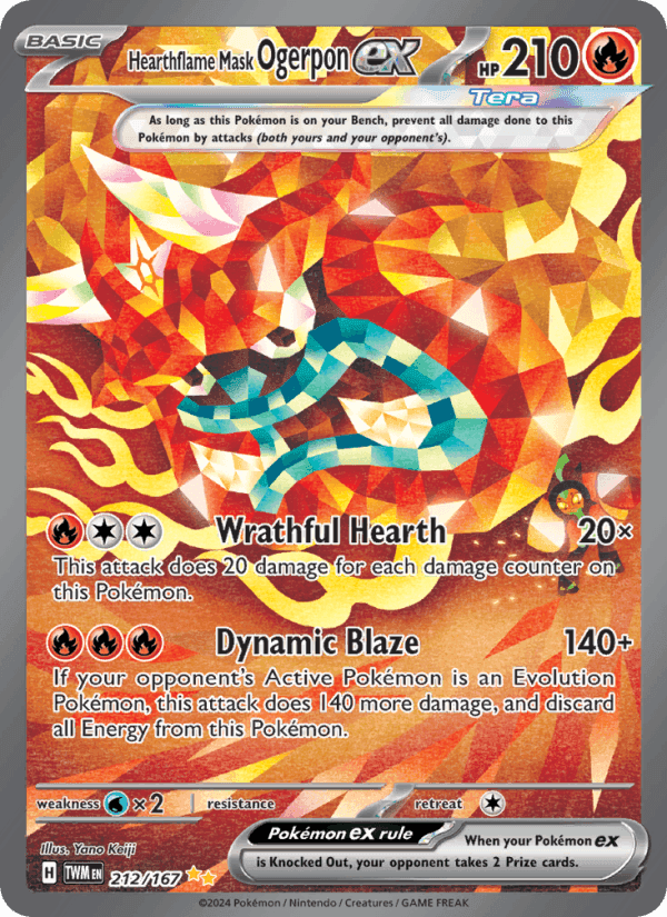 Hearthflame Mask Ogerpon ex, card 212 from Twilight Masquerade