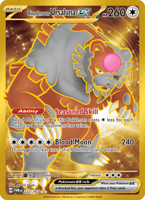 Bloodmoon Ursaluna ex, card 222 from Twilight Masquerade