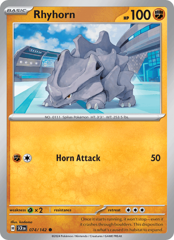 Rhyhorn, card 074 from Stellar Crown
