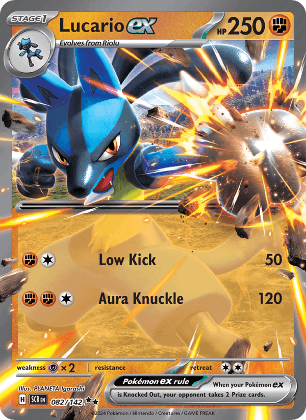 Lucario ex, card 082 from Stellar Crown