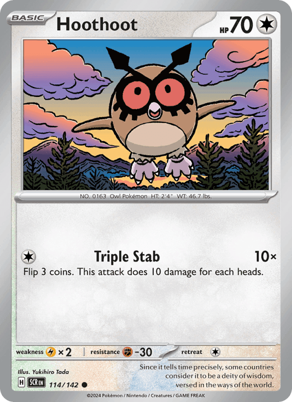 Hoothoot, card 114 from Stellar Crown