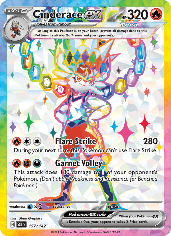 Cinderace ex, card 157 from Stellar Crown