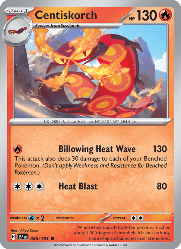 Centiskorch, card 028 from Surging Sparks