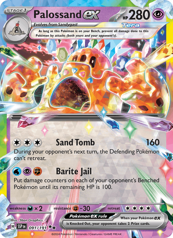 Palossand ex, card 091 from Surging Sparks