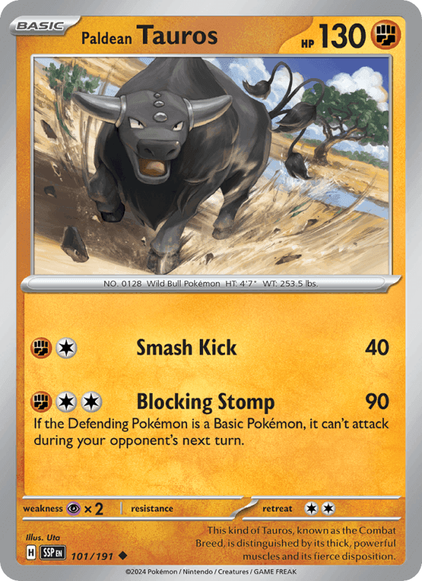 Paldean Tauros, card 101 from Surging Sparks