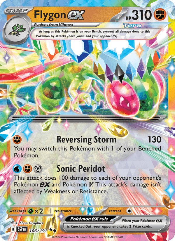 Flygon ex, card 106 from Surging Sparks