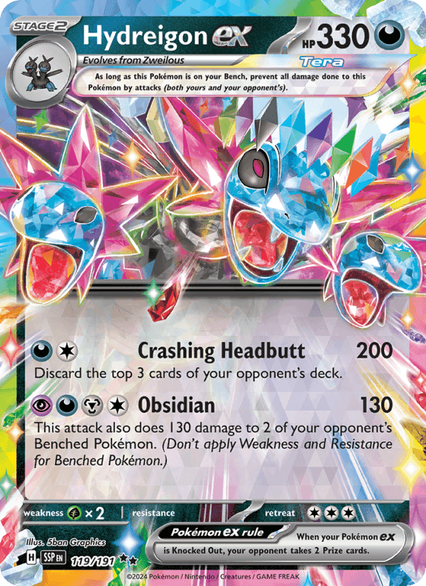 Hydreigon ex, card 119 from Surging Sparks