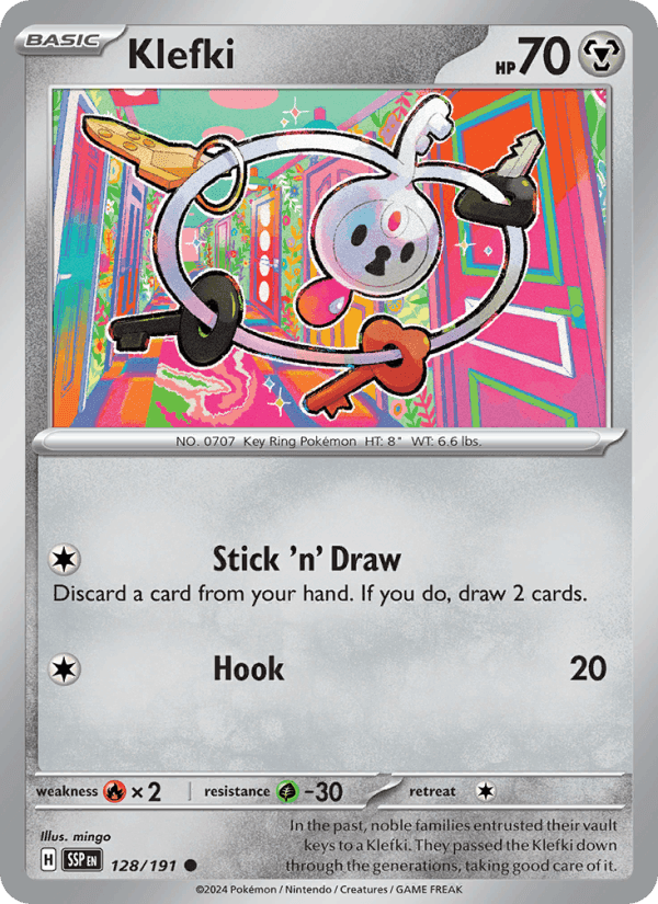 Klefki, card 128 from Surging Sparks