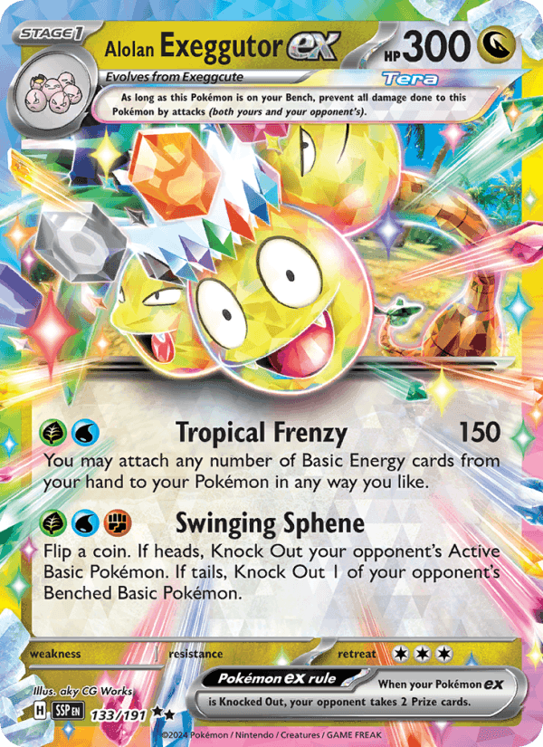 Alolan Exeggutor ex, card 133 from Surging Sparks