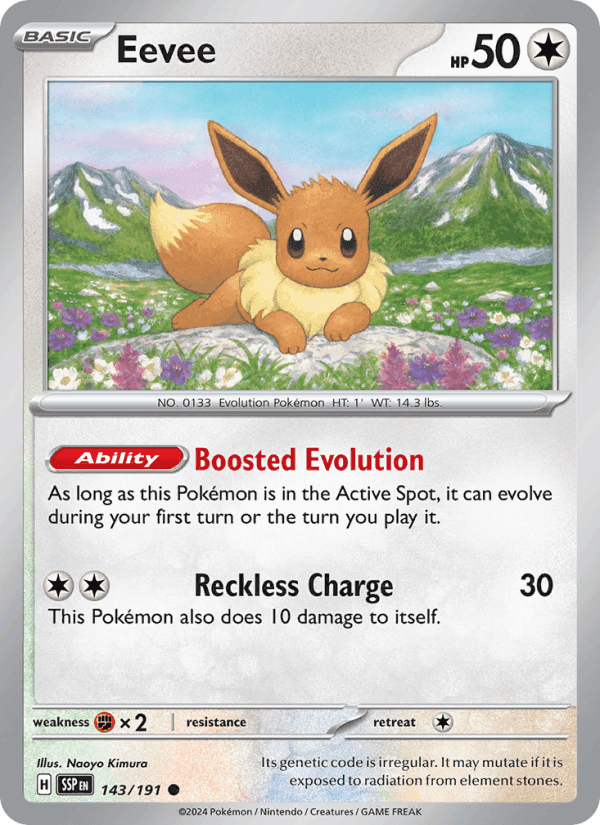 Eevee, card 143 from Surging Sparks