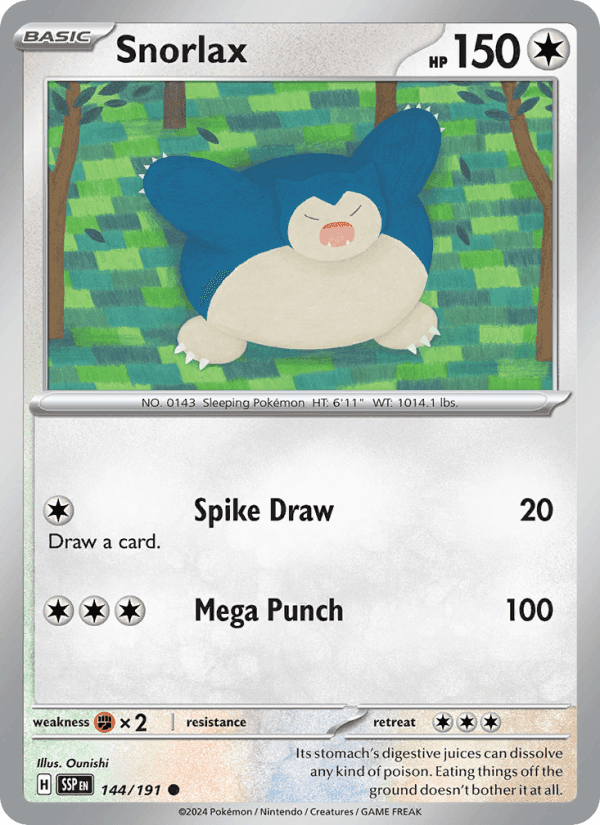 Snorlax, card 144 from Surging Sparks
