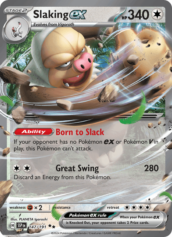 Slaking ex, card 147 from Surging Sparks