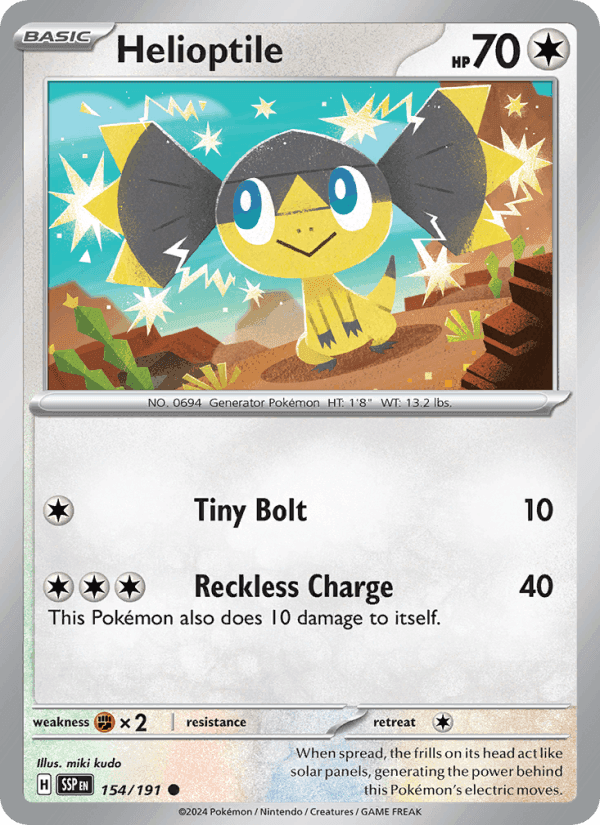 Helioptile, card 154 from Surging Sparks