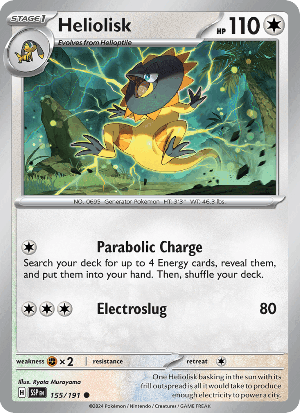 Heliolisk, card 155 from Surging Sparks