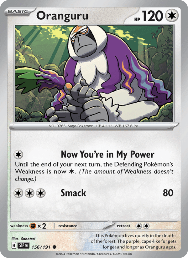 Oranguru, card 156 from Surging Sparks