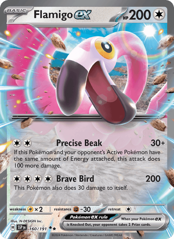 Flamigo ex, card 160 from Surging Sparks