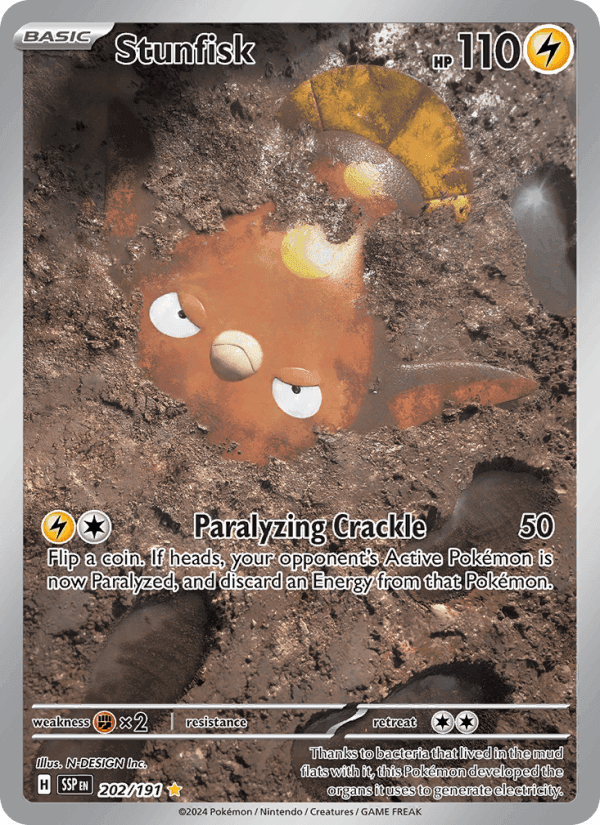 Stunfisk, card 202 from Surging Sparks
