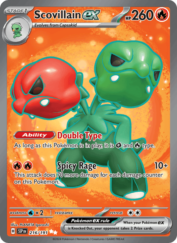 Scovillain ex, card 216 from Surging Sparks