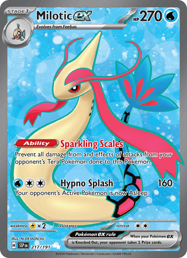 Milotic ex, card 217 from Surging Sparks